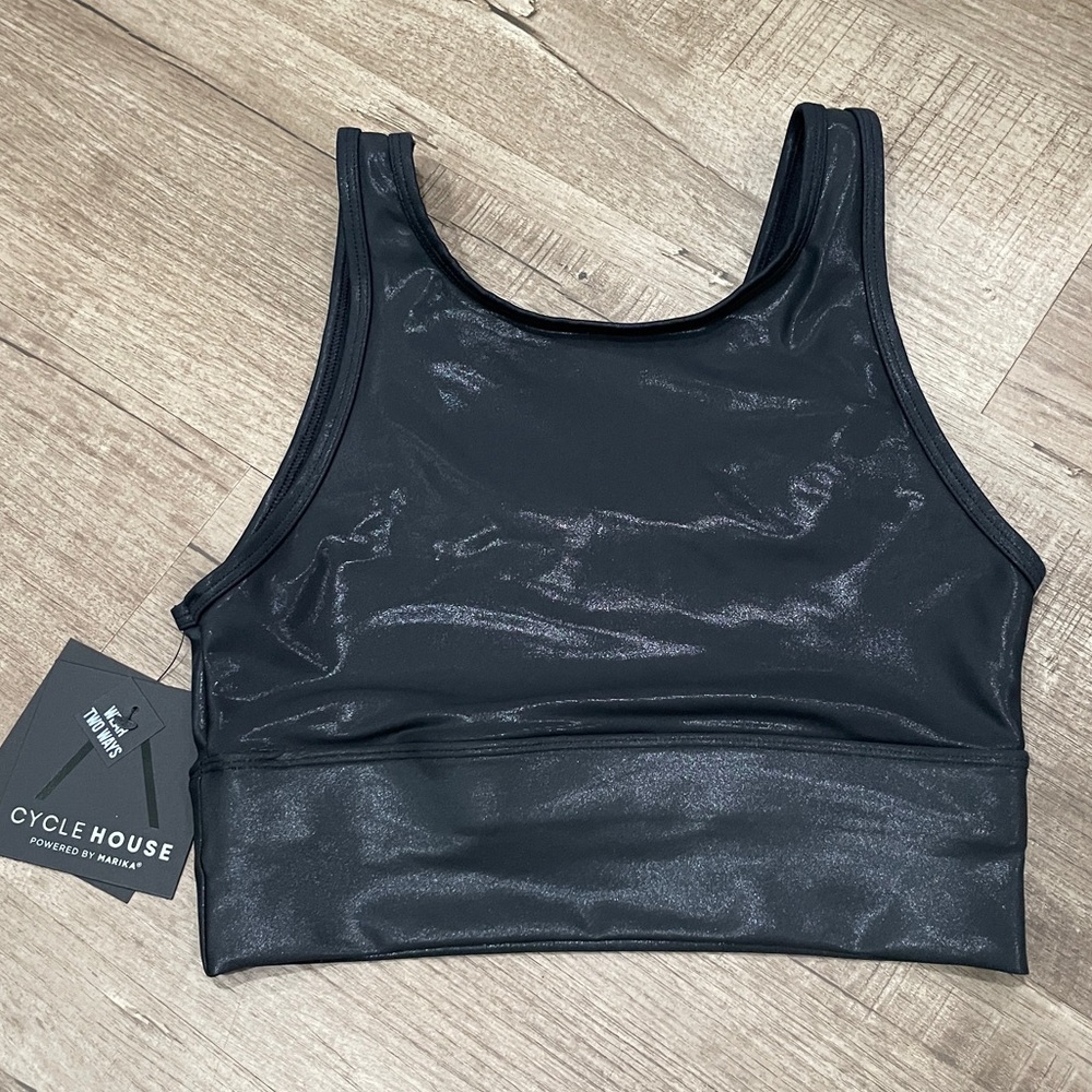 NEW Cycle House Black Iridescent Sports‎ Bra Women Size Small Wear Two Ways